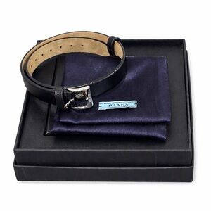 Prada Milano Black Saffiano Leather 17.5 Inch Double Wrap Bracelet / Choker